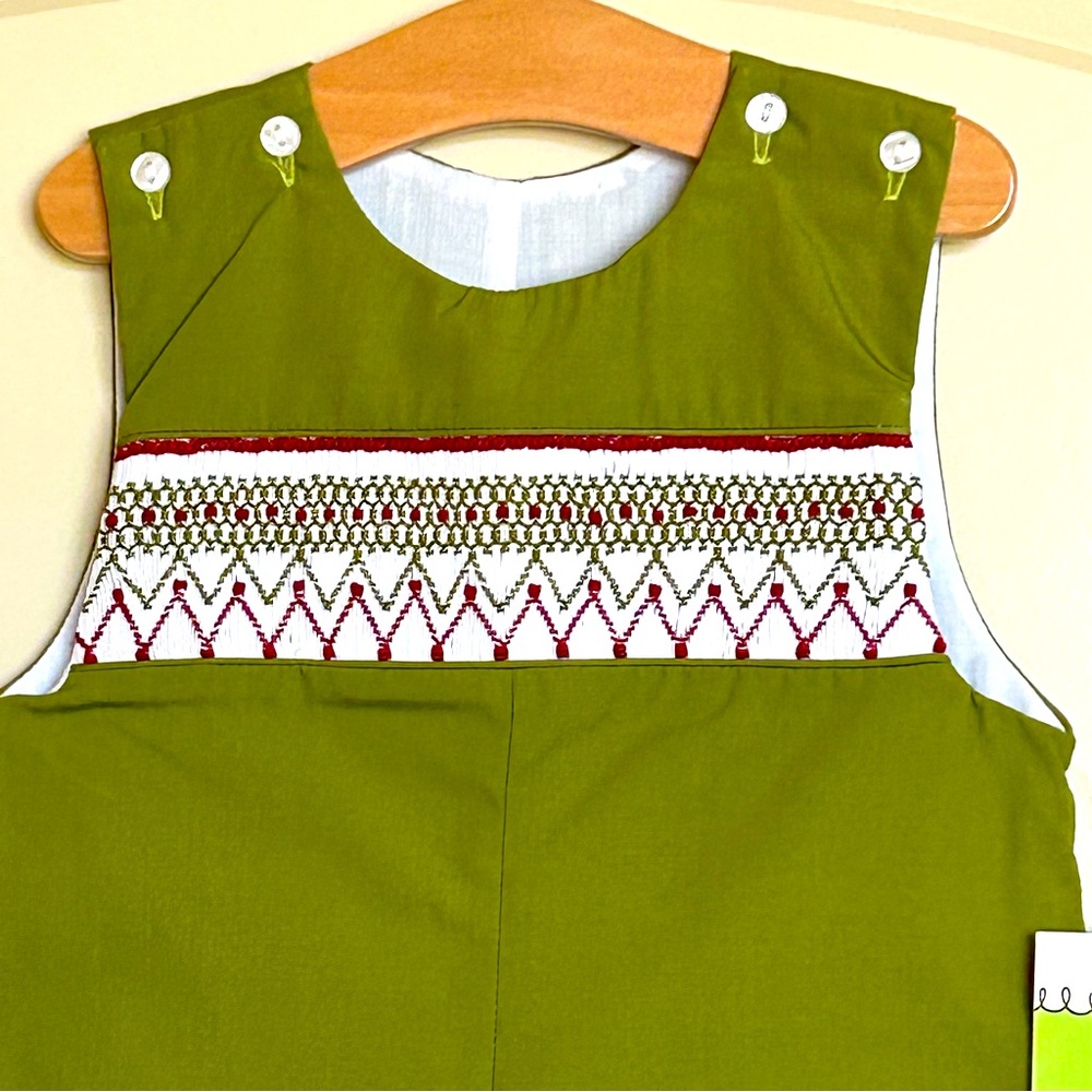 12M NWT Le’ZaMe Smocked Coverall - Picture 2 of 6